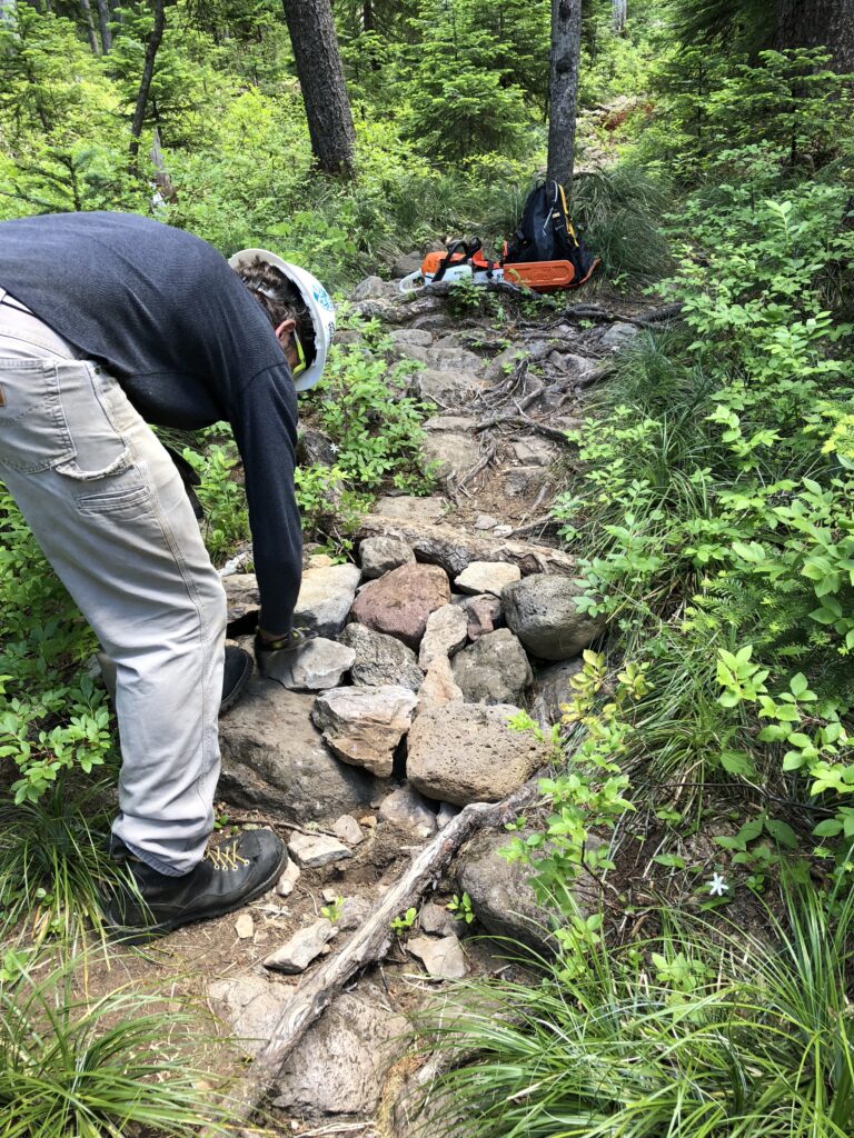 Improving the tread on the Red Lake Trail with the Oregon Timber Trail Alliance