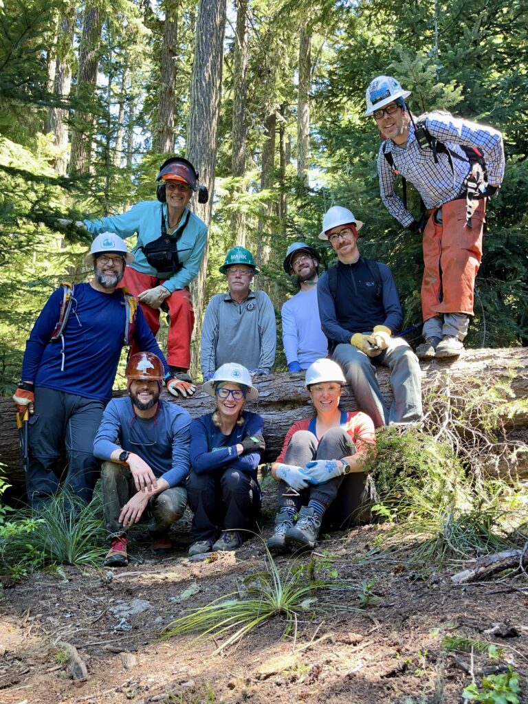 volunteers at trail work on the Pacific Crest Trail