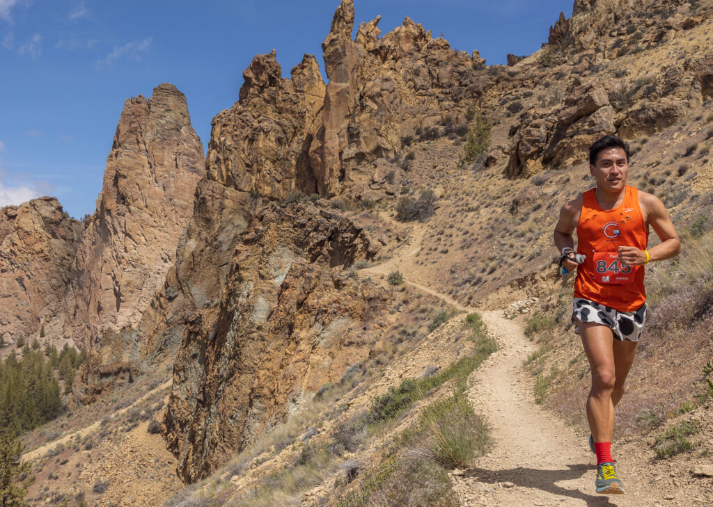 Running on trail at Smith Rock Ascent