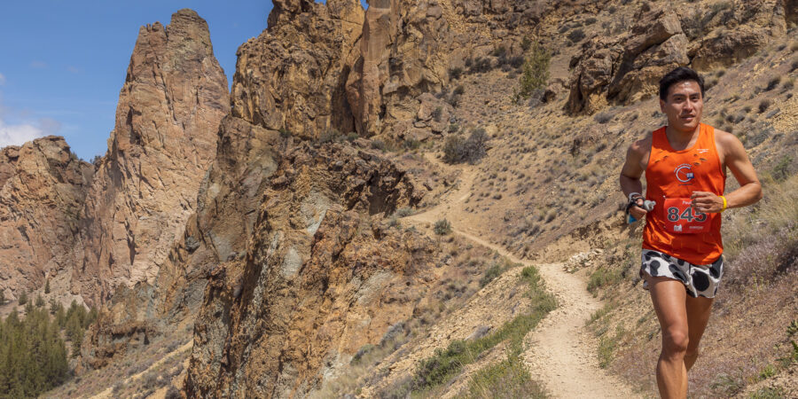 Running on trail at Smith Rock Ascent